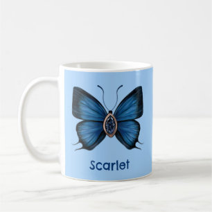 Personalized Blue Sapphire Butterfly Gemstone Coffee Mug