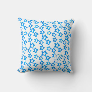 Personalized Blue Star Pattern with Monogram Cushion