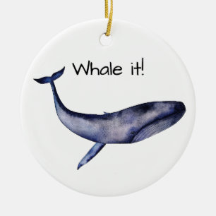 Personalized Blue Whale Ceramic Tree Decoration