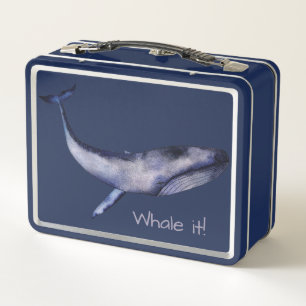 Personalized Blue Whale Metal Lunch Box