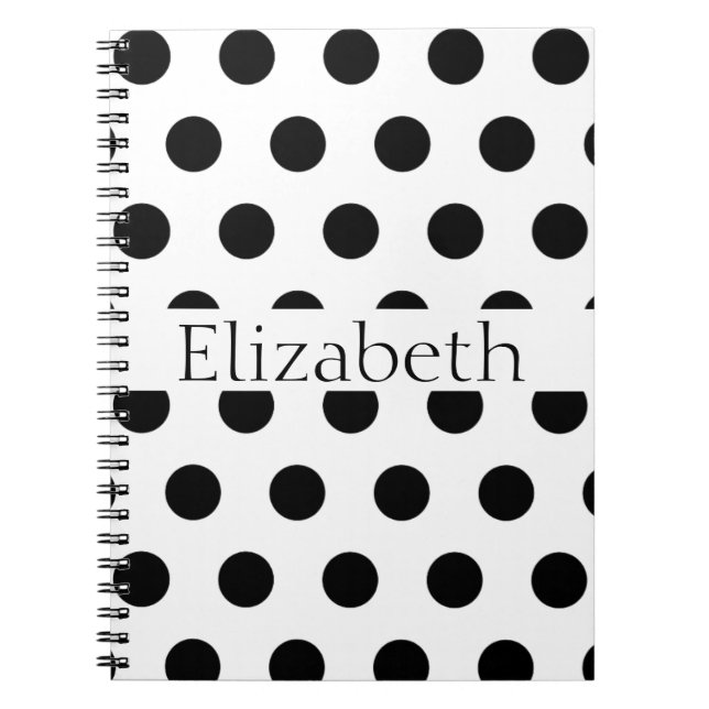 Personalized Blue & White Polka Dots Pattern Notebook (Front)