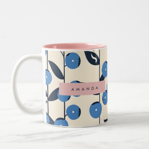 Personalized Blueberry Vine Nature Two-Tone Coffee Mug