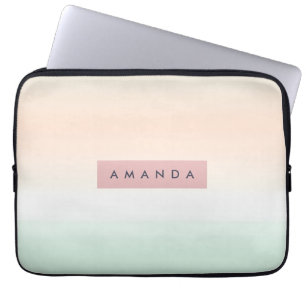 Personalized Blush and Mint Pastel Ombre  Laptop Sleeve