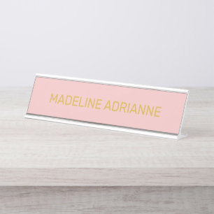 Personalized Blush & Gold Modern Desk Name Plate