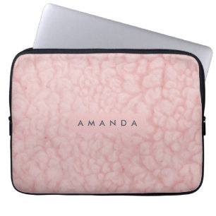 Personalized Blush Pastel Pink Faux Fur Laptop Sleeve