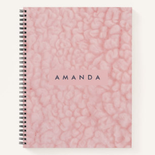 Personalized Blush Pastel Pink Faux Fur Notebook