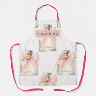 Personalized Blush Perfume Bottle Coquette Pattern Apron