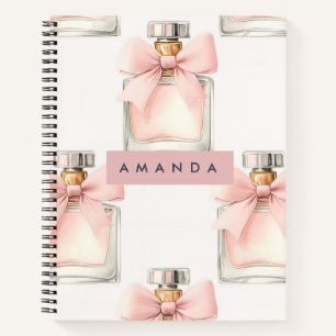 Personalized Blush Perfume Bottle Coquette Pattern Notebook