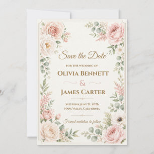 Personalized Blush Pink Floral Watercolor  Invitation