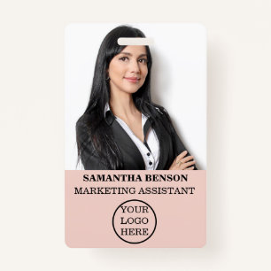 Personalized Blush Pink Girly Modern Staff  ID Badge