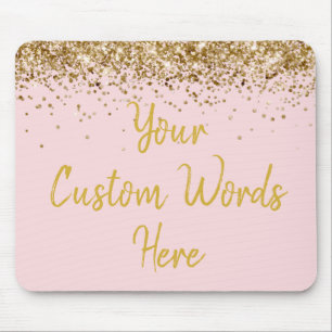 Personalized Blush Pink & Gold Boss Birthday Gift Mouse Mat