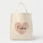 Personalized blush pink heart grocery tote bag<br><div class="desc">Personalized blush pink heart grocery tote bag. Beautiful vintage weather look design with elegant script text for custom name. Cute design for Birthday, wedding party, bridal shower or girls weekend and more. Make one with name of bridesmaids, flower girl, maid of honor, matron of honor, mother of the bride, friends,...</div>