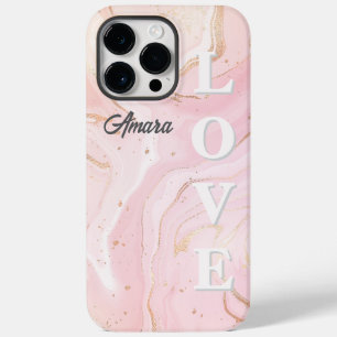 Personalized Blush Pink Marble Case-Mate iPhone 14 Pro Max Case