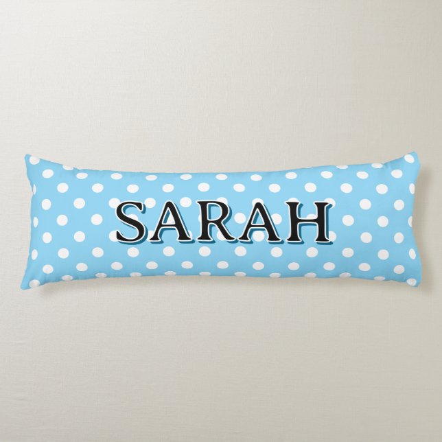 Personalized Body Pillow with white polka dots (Front)