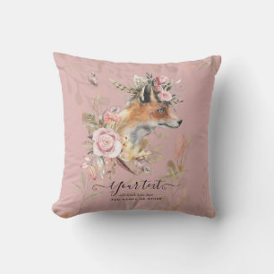 PERSONALIZED Boho Fox Feathers Commemorative Gift Cushion