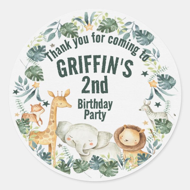 Personalized Boho Jungle Safari Animal Stickers  (Front)