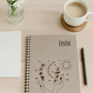 Personalized Boho Moon & Sun Spiral Notebook