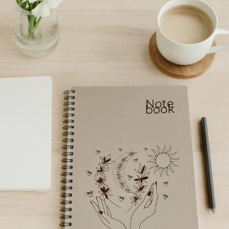 Personalized Boho Moon & Sun Spiral Notebook