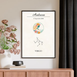 Personalized Boho Virgo Zodiac Constellation Poster