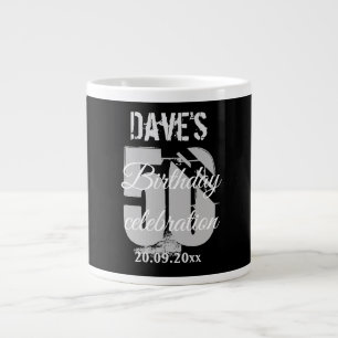 Personalized Bold Black 50 Any Birthday  Large Coffee Mug