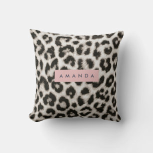 Personalized Bold Black & White Leopard Print Cushion