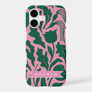 Personalized Bold Pink Botanical Floral Name Gift