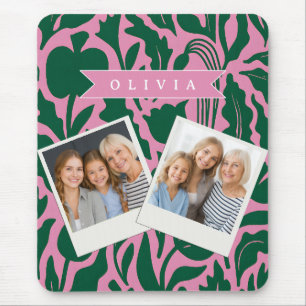 Personalized Bold Pink Botanical Floral Name Gift Mouse Mat