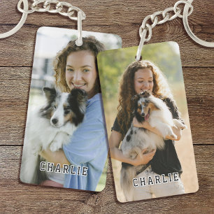 Personalized Bold Typography Dog Photography Photo Key Ring