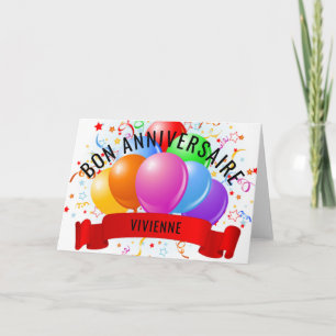 Personalized Bon Anniversaire French Birthday  Card