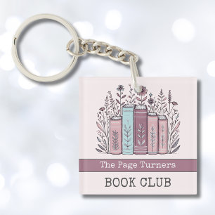Personalized Book Club Floral Key Ring