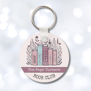 Personalized Book Club Floral Key Ring