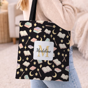 Personalized Bookish Girly Dark Cute Magic Name Tote Bag