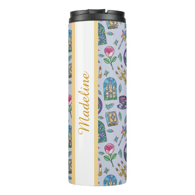 Personalized Bookish Girly Purple Cute Beauty Name Thermal Tumbler (Back)