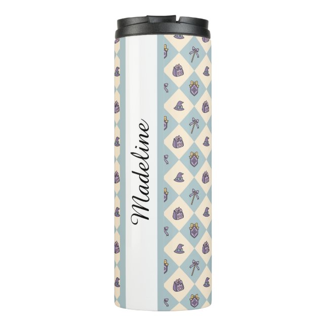 Personalized Bookish Girly Tumbler Wizard Blue (Back)