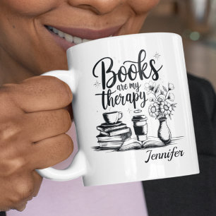 Personalized Books Are My Therapy Bookworms Coffee Mug