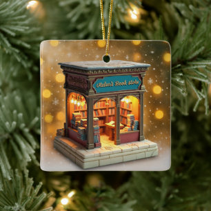 Personalized Bookstore Christmas Ceramic Ornament