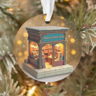 Personalized Bookstore Christmas Ceramic Ornament