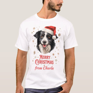 Personalized Border Collie Dog Santa Christmas T-Shirt