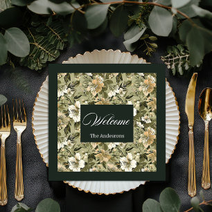 Personalized Botanical Napkins Lux Gold Accent