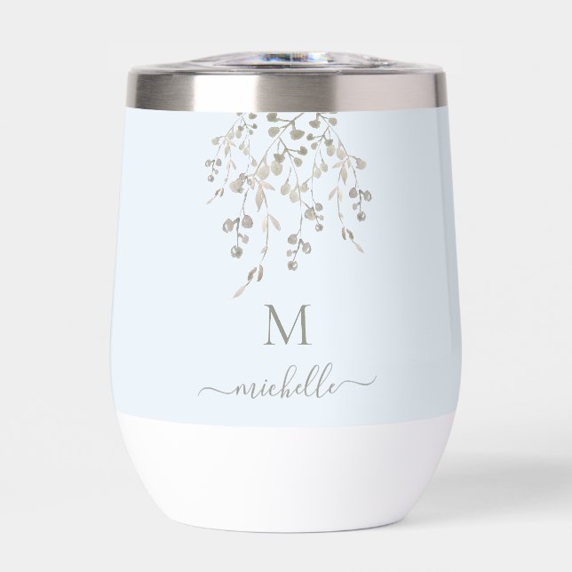 Personalized Botanical Watercolor Monogram Blue (Front)