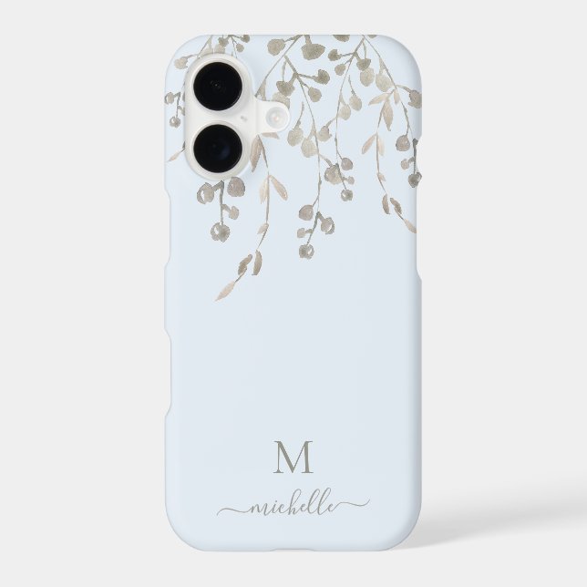 Personalized Botanical Watercolor Monogram Blue (Back)
