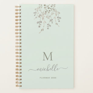 Personalized Botanical Watercolor Monogram Sage Planner