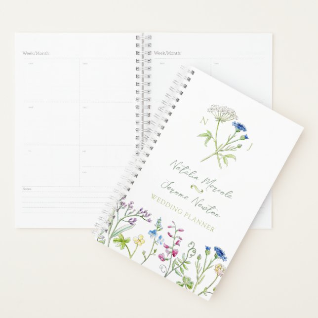 Personalized botanical watercolor wedding  planner (Display)