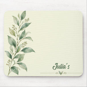 Personalized Botanical Zen Watercolor Mouse Pad