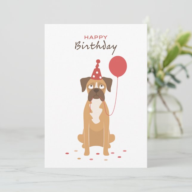 Personalized Boxer Birthday Card, boxer lover card (Standing Front)