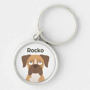 Personalized Boxer Dog Keychain Custom Name Gift