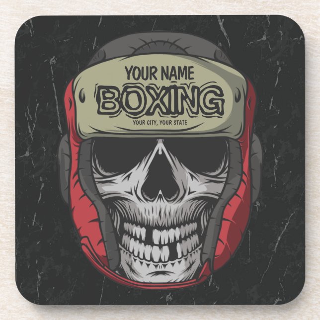 Personalized Boxer Fight Club Skeleton Boxing Gym Coaster (Front)