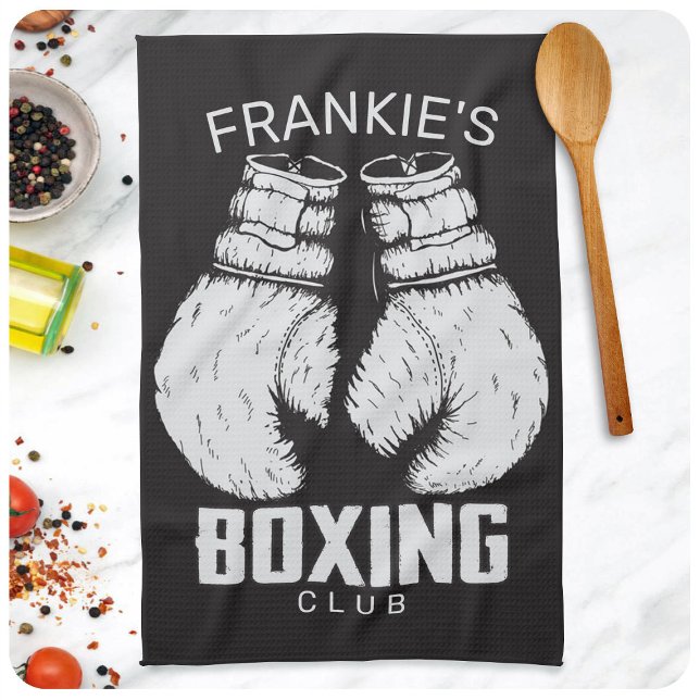 Personalized Boxing Club Boxer Gym Fighter Gloves Tea Towel (Creator Uploaded)