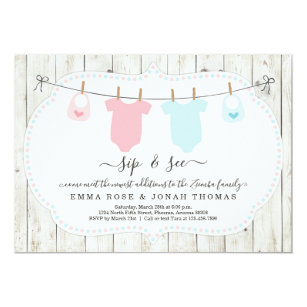 Sip And See Invitations For Triplets 9