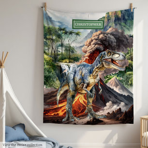 Personalized Boys Dinosaur Birthday Blanket Custom